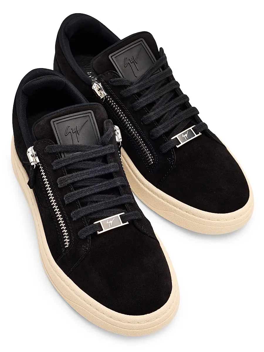 Giuseppe Zanotti Men's Double-Zip Suede Low-Top Sneakers | Thumbnail 4 Giuseppe Zanotti Men's Double-Zip Suede Low-Top Sneakers | Thumbnail 4