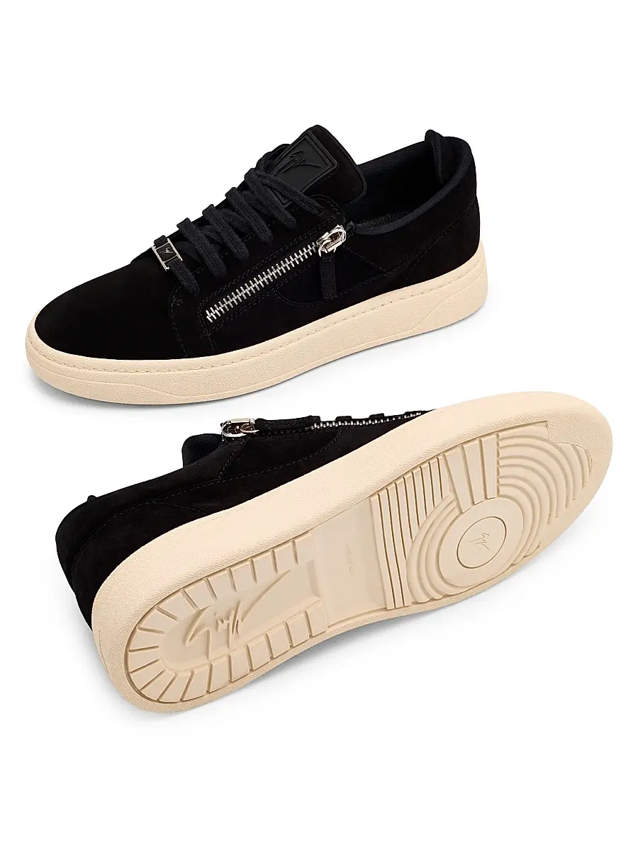 Giuseppe Zanotti Men's Double-Zip Suede Low-Top Sneakers | Thumbnail 6 Giuseppe Zanotti Men's Double-Zip Suede Low-Top Sneakers | Thumbnail 6