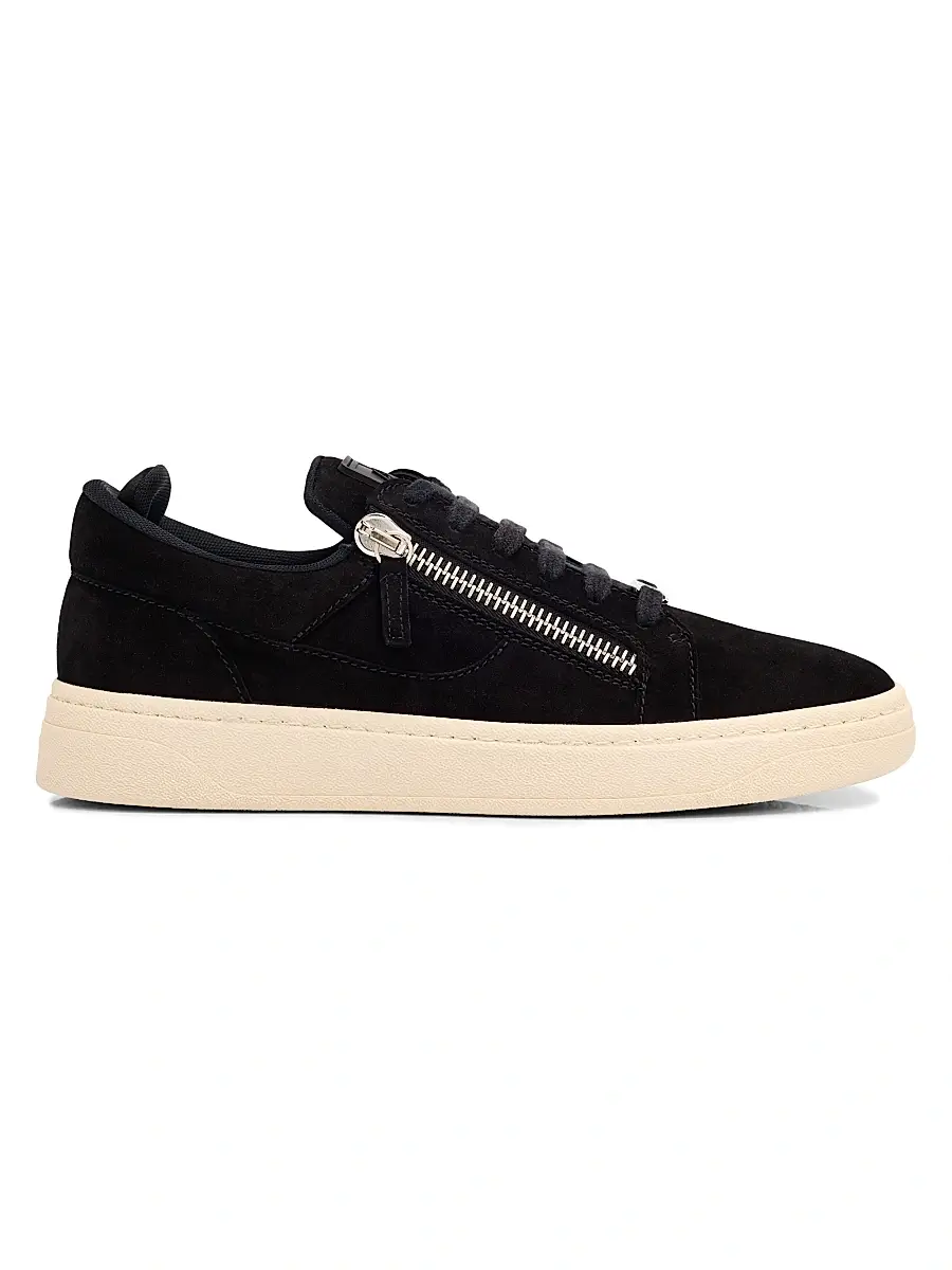 Giuseppe Zanotti Men's Double-Zip Suede Low-Top Sneakers