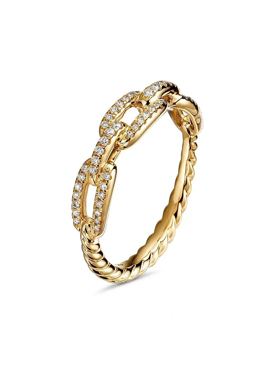 David Yurman Women's Stax Chain Link Ring in 18K Yellow Gold - Gold | Thumbnail 2