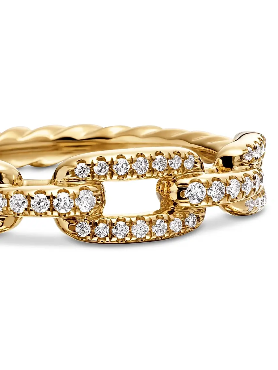 David Yurman Women's Stax Chain Link Ring in 18K Yellow Gold - Gold | Thumbnail 4