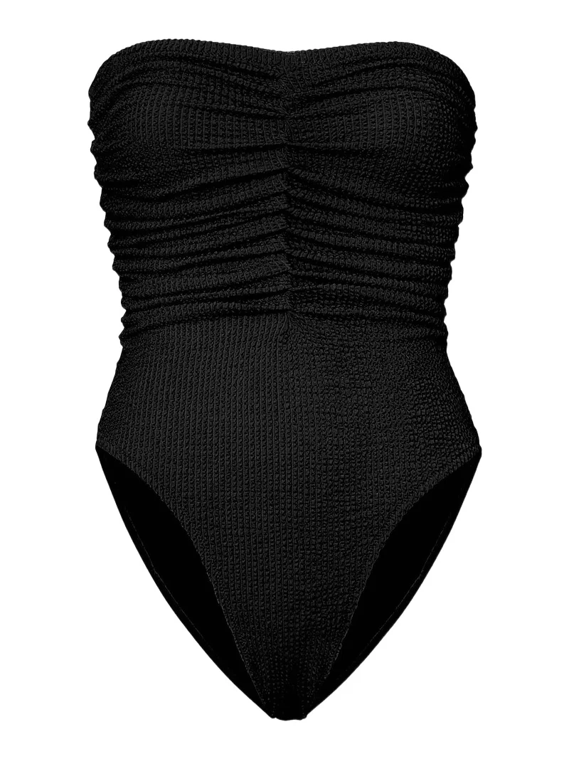 Women's Textured Ruched Strapless One-Piece Swimsuit Women's Textured Ruched Strapless One-Piece Swimsuit