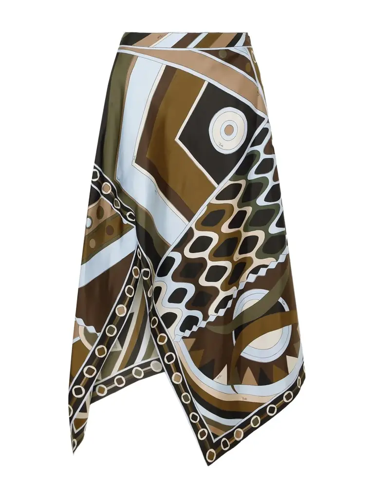 PUCCI Asymmetric Printed Silk-twill Maxi Skirt | Image 1 PUCCI Asymmetric Printed Silk-twill Maxi Skirt | Image 1