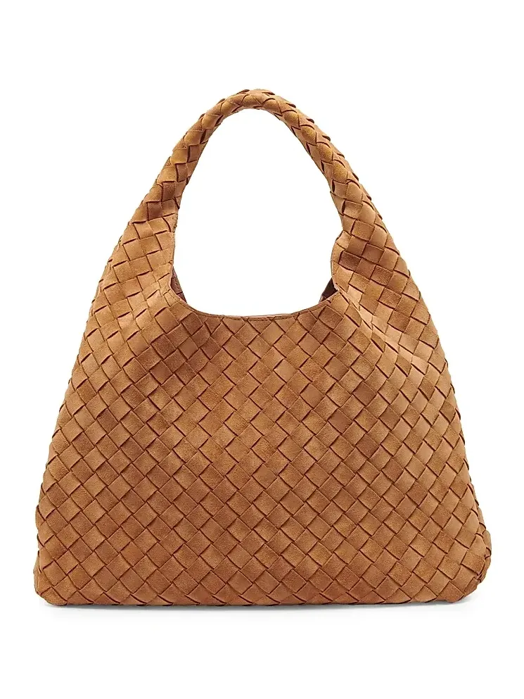 Women's Campana Large Intrecciato-Suede Shoulder Bag Women's Campana Large Intrecciato-Suede Shoulder Bag