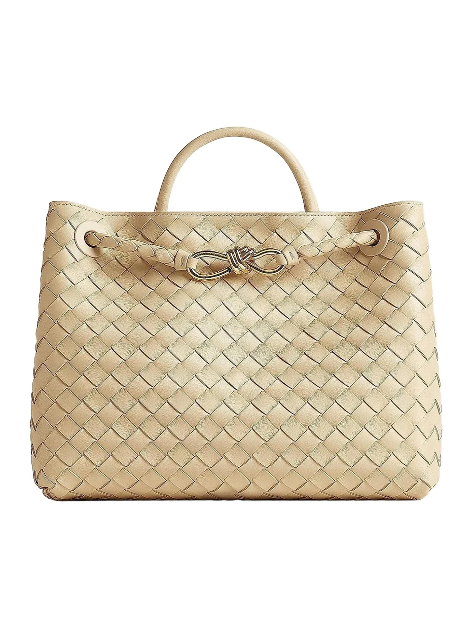 Women's Andiamo Medium Intrecciato-Leather Top-Handle Bag
