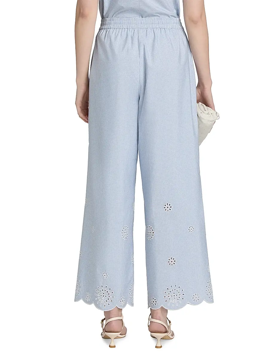 Cinq à Sept Women's Alba Eyelet Embroidered Gingham Cotton-Blend Pants | Thumbnail 5