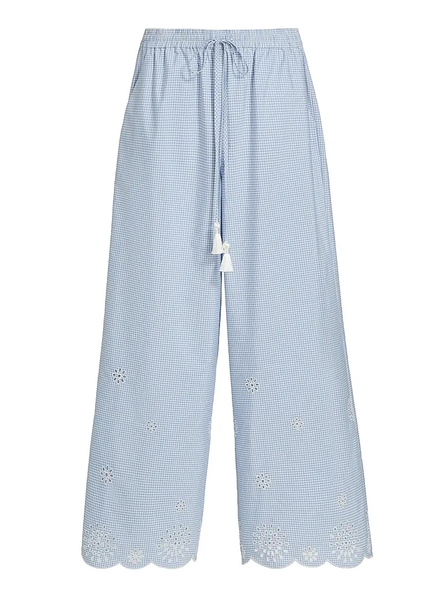 Cinq à Sept Women's Alba Eyelet Embroidered Gingham Cotton-Blend Pants