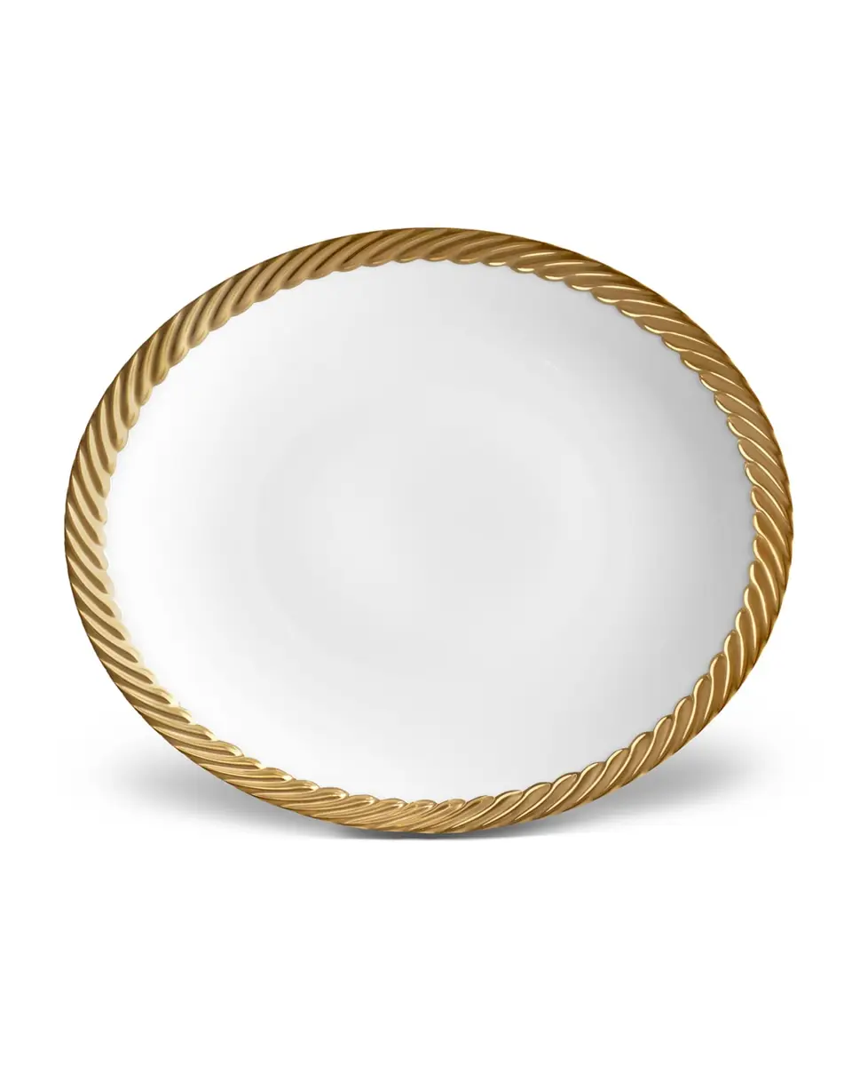 L'Objet Corde Salad/Dessert Plate, White/Gold | Thumbnail 2