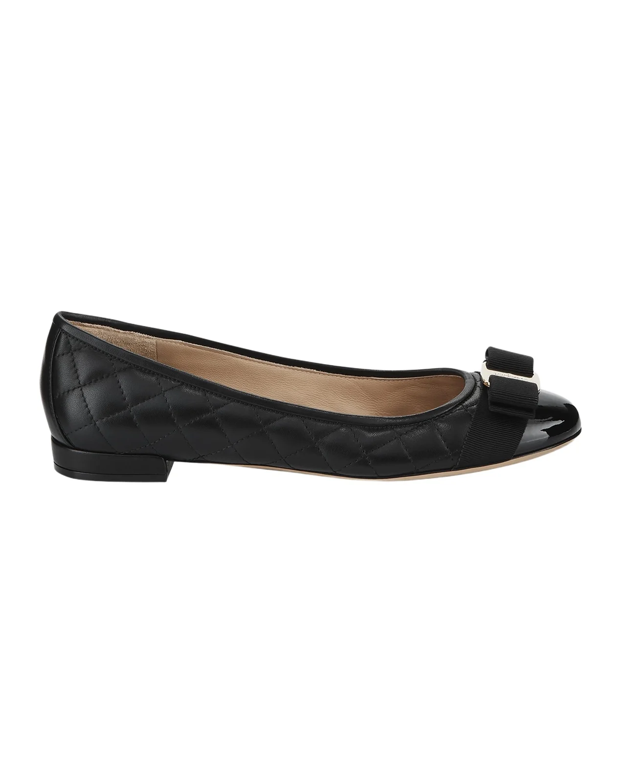 Ferragamo Varina Quilted Bow Ballet Flats