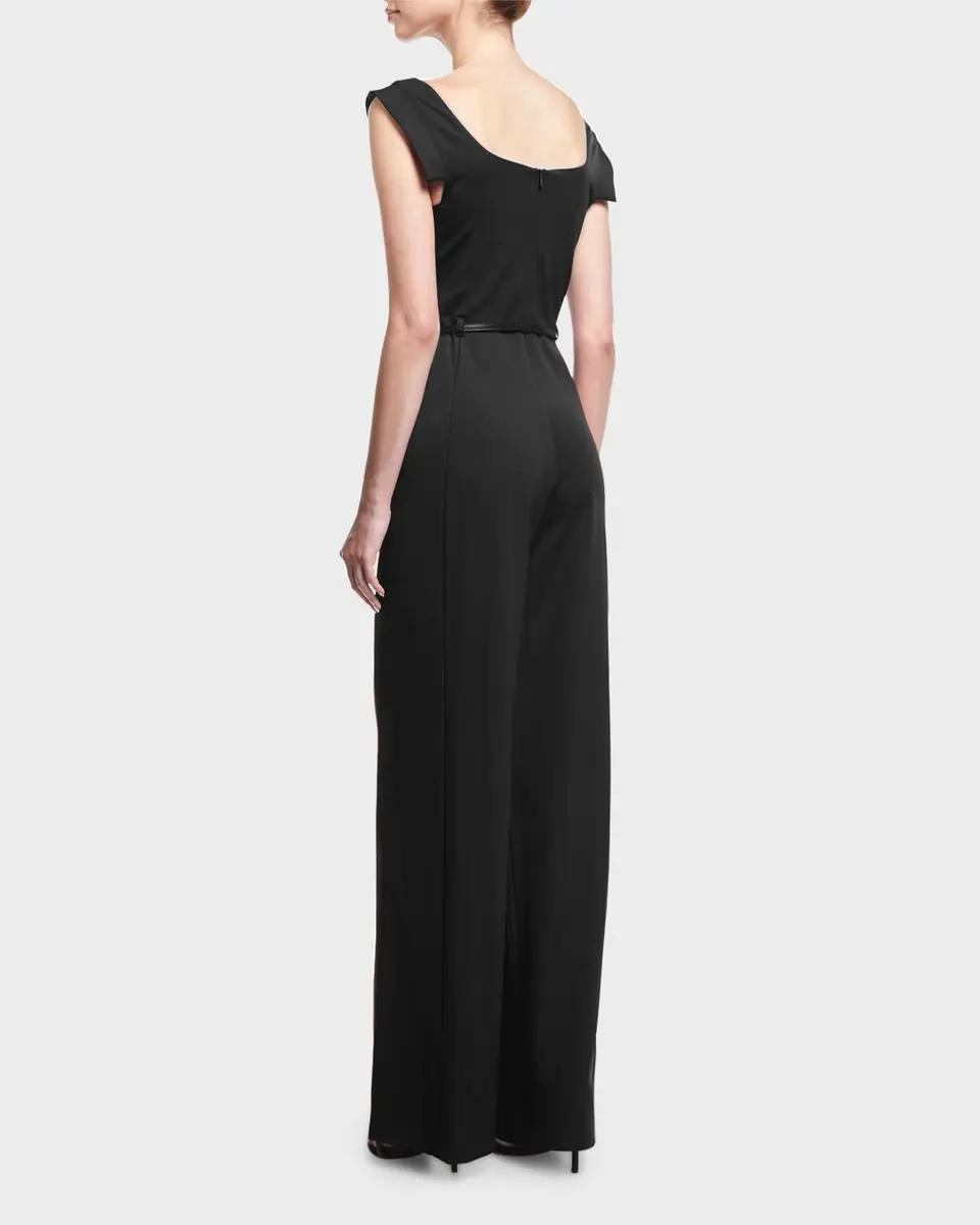 BLACK HALO Jackie Cap-Sleeve Belted Wide-Leg Jumpsuit | Thumbnail 2