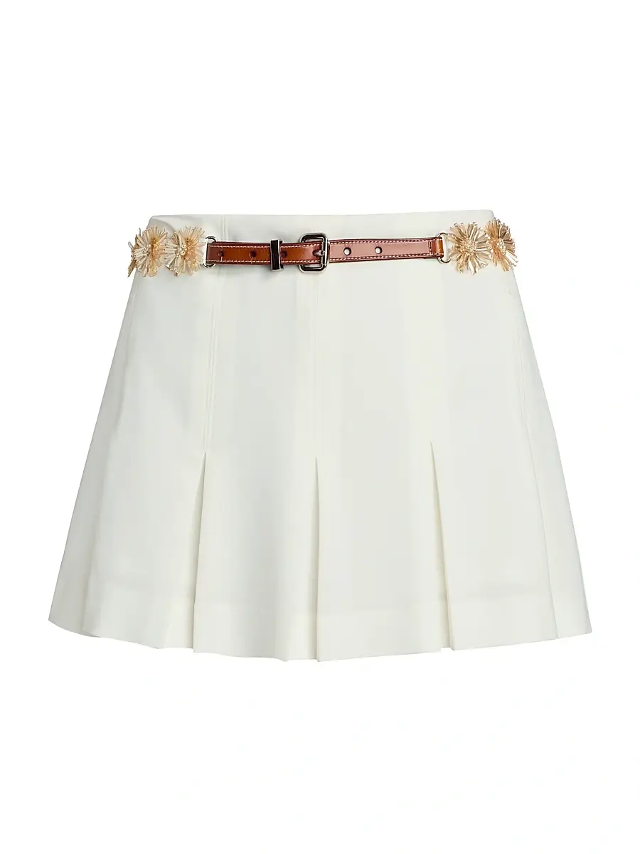 Cinq à Sept Women's Aanya Sunflare Pleated Belted Skort - Champagne | Image 1 Cinq à Sept Women's Aanya Sunflare Pleated Belted Skort - Champagne | Image 1