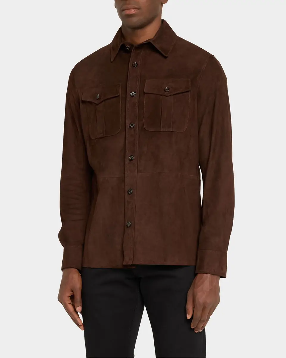 Ralph Lauren Purple Label Men's Suede Overshirt | Thumbnail 4 Ralph Lauren Purple Label Men's Suede Overshirt | Thumbnail 4