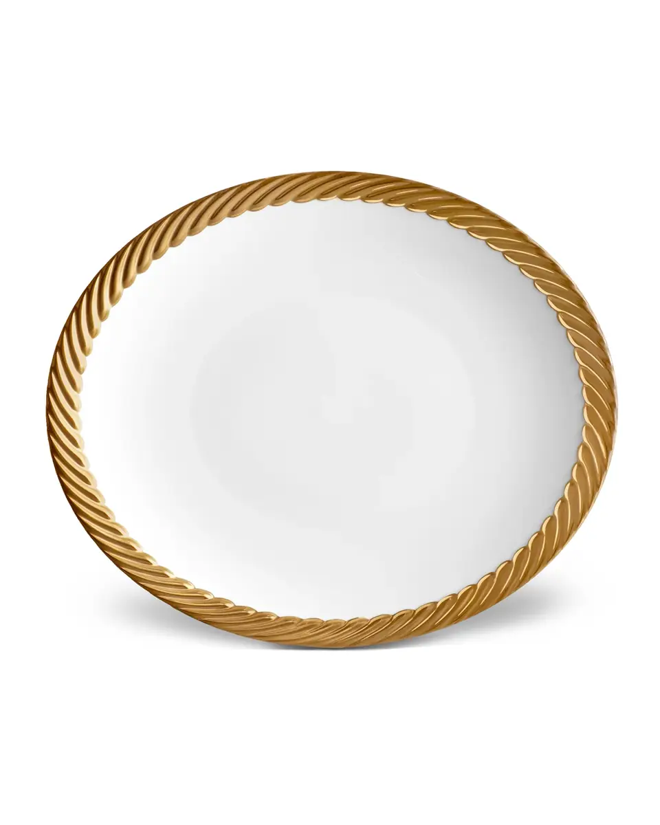 L'Objet Corde Dinner Plate, White/Gold | Thumbnail 2