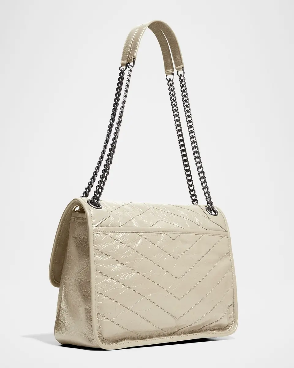Saint Laurent Niki Medium Flap YSL Shoulder Bag in Crinkled Leather | Thumbnail 4 Saint Laurent Niki Medium Flap YSL Shoulder Bag in Crinkled Leather | Thumbnail 4
