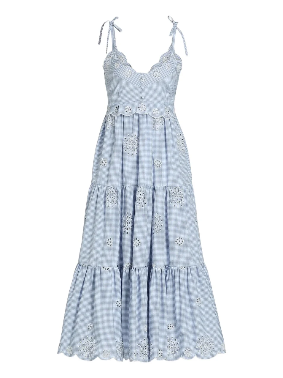 Women's Darcey Gingham Eyelet Midi-Dress Women's Darcey Gingham Eyelet Midi-Dress