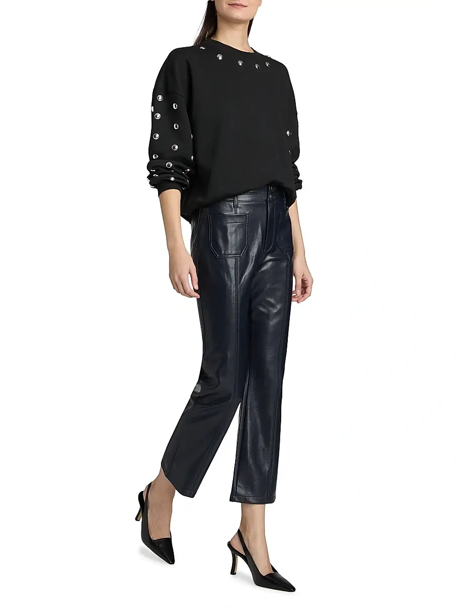 Cinq à Sept Women's Dorothea Faux Leather Cropped Flare Pants | Thumbnail 2