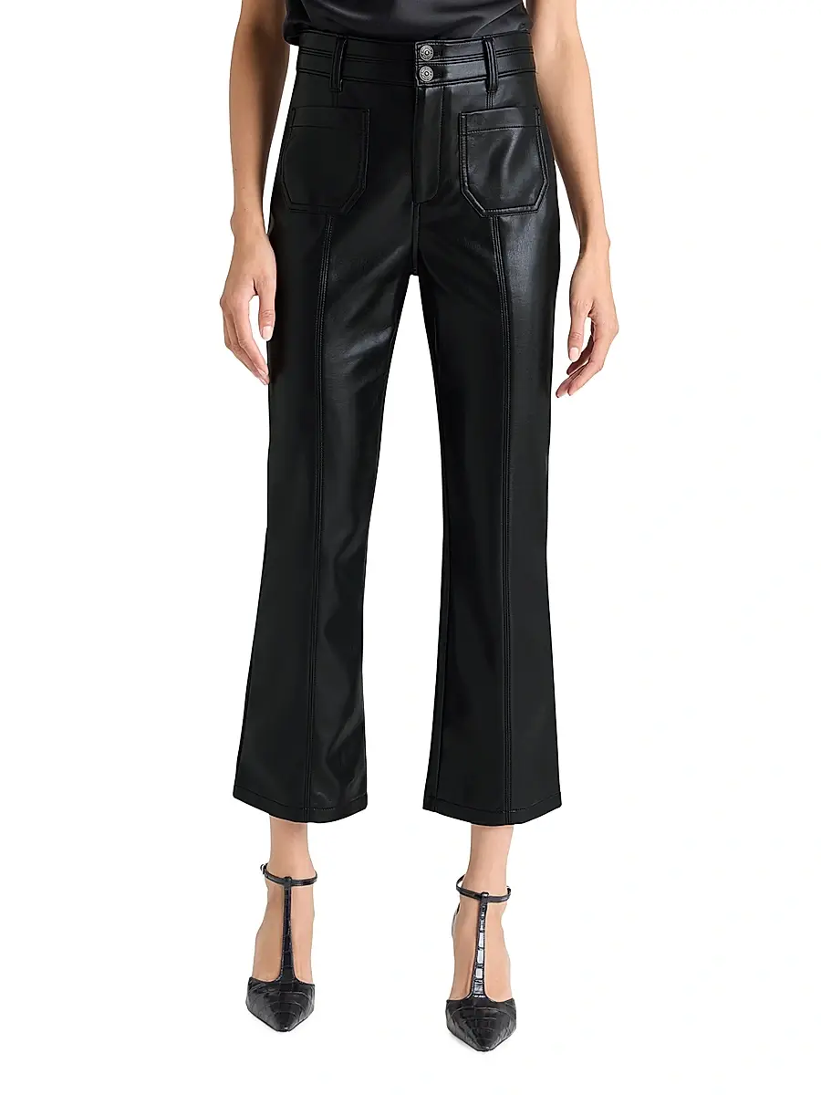 Cinq à Sept Women's Dorothea Faux Leather Cropped Flare Pants | Thumbnail 3