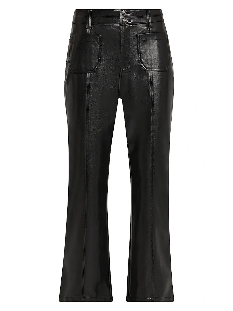 Cinq à Sept Women's Dorothea Faux Leather Cropped Flare Pants - Black | Image 1 Cinq à Sept Women's Dorothea Faux Leather Cropped Flare Pants - Black | Image 1