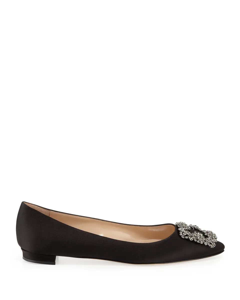Manolo Blahnik Hangisi Crystal-Buckle Satin Flat | Thumbnail 3 Manolo Blahnik Hangisi Crystal-Buckle Satin Flat | Thumbnail 3