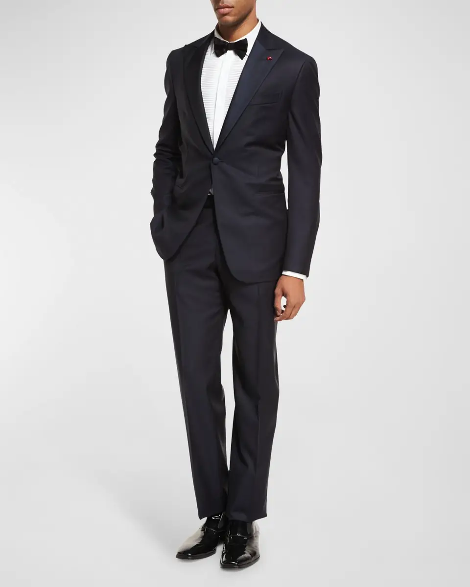 Isaia Two-Piece Tuxedo Suit, Navy | Thumbnail 2