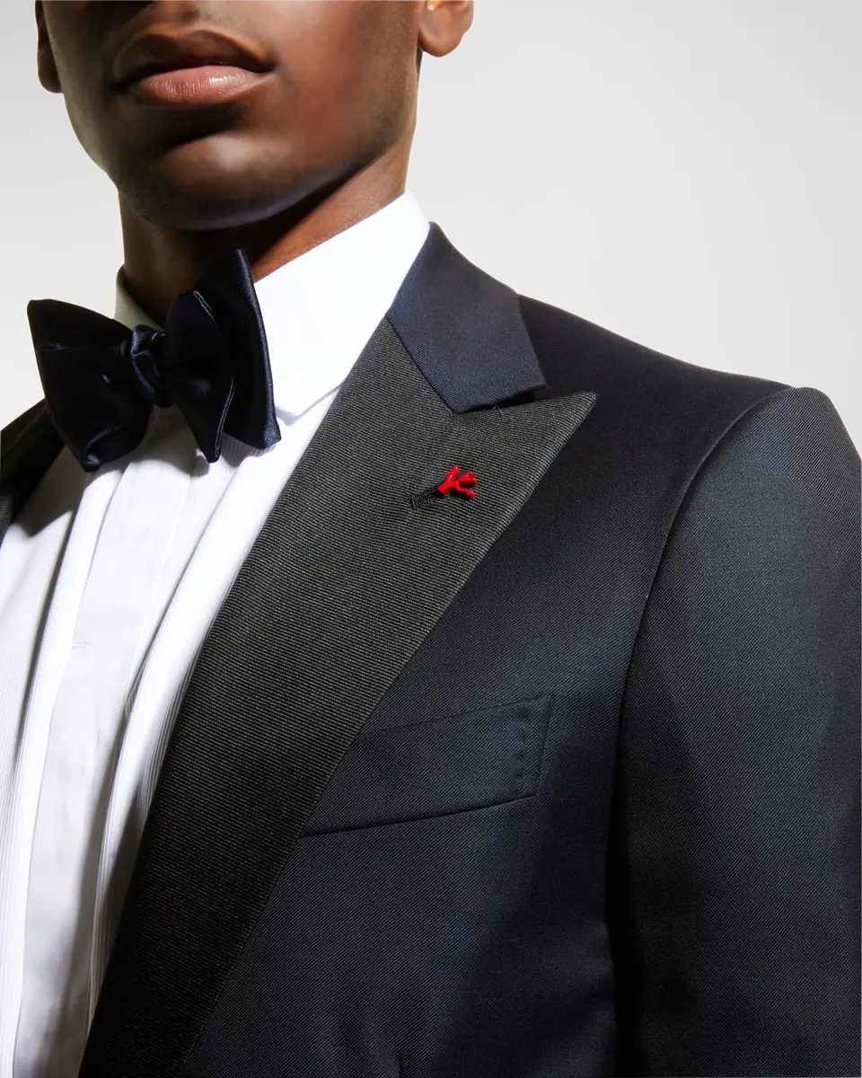 Isaia Two-Piece Tuxedo Suit, Navy | Thumbnail 6