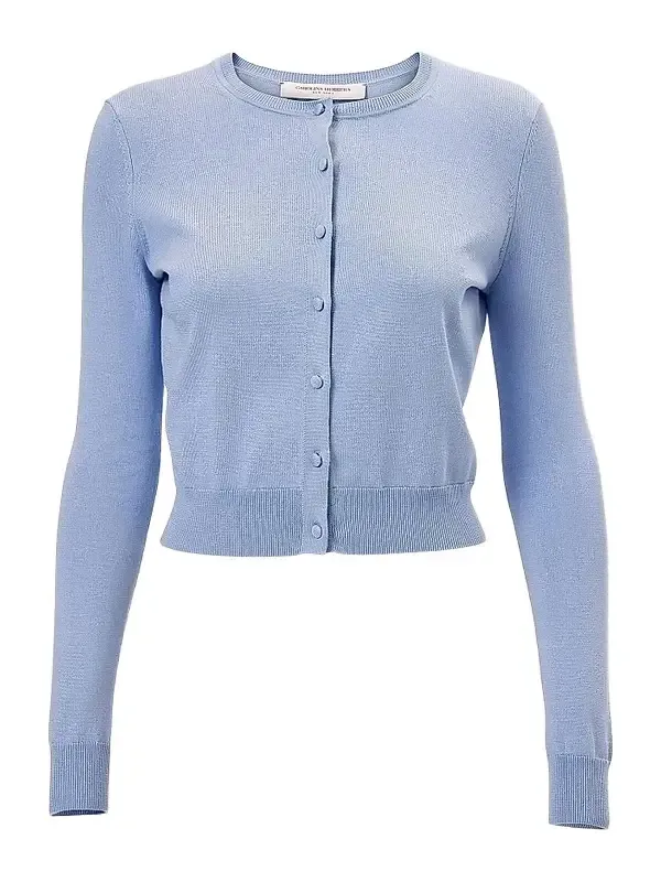 Women's Cabana Crewneck Silk-Cotton Long-Sleeve Cardigan Women's Cabana Crewneck Silk-Cotton Long-Sleeve Cardigan