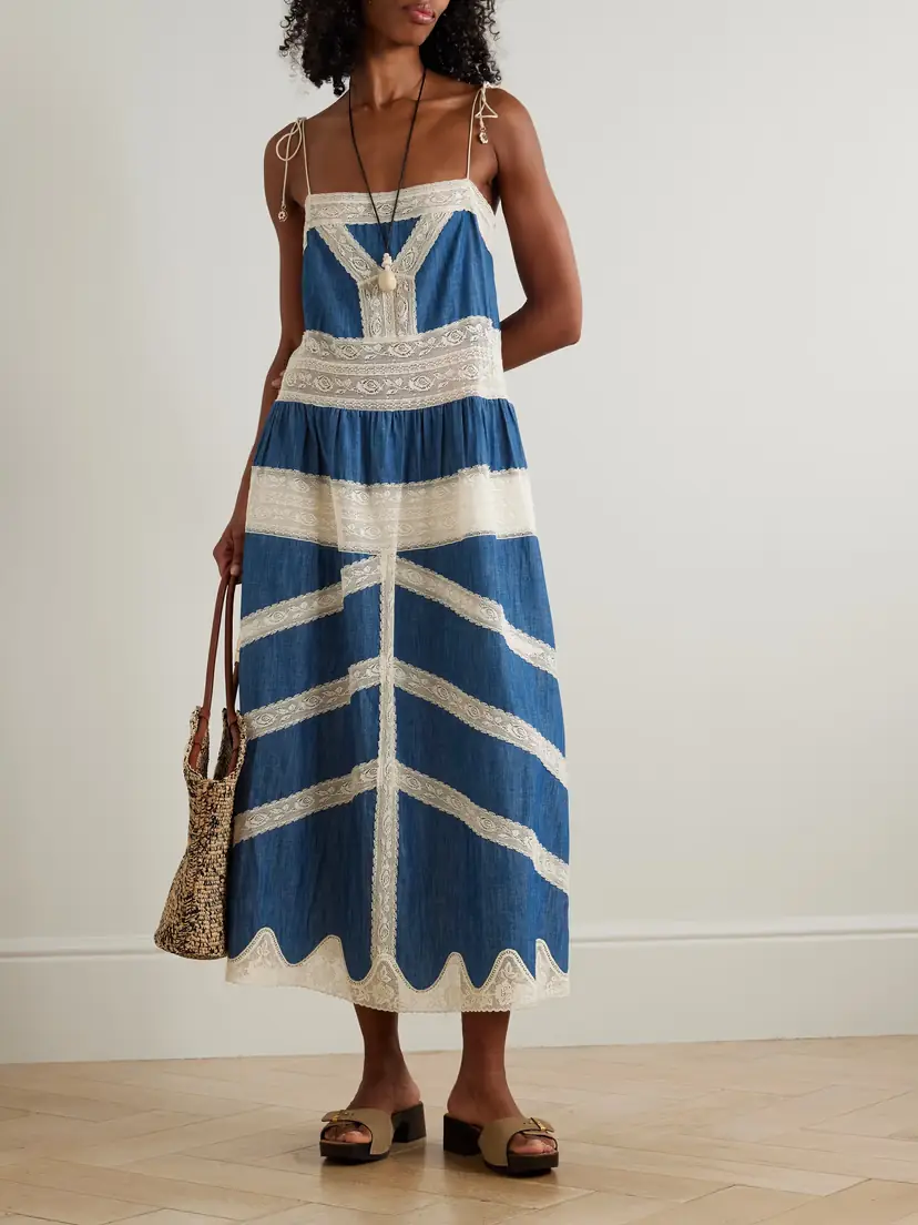 Zimmermann Awaken Lace-trimmed Denim Midi Dress | Thumbnail 2