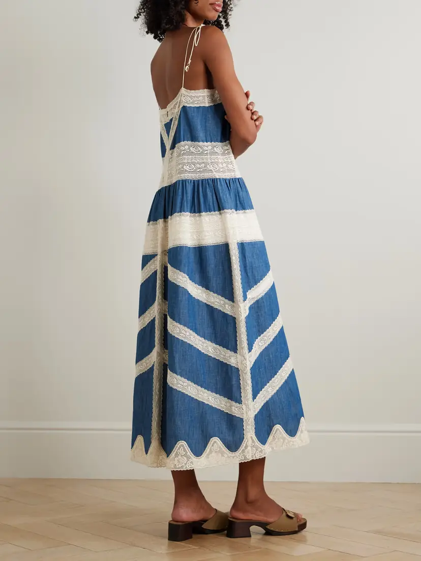 Zimmermann Awaken Lace-trimmed Denim Midi Dress | Thumbnail 3