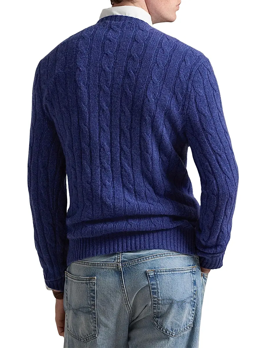 Polo Ralph Lauren Men's Cable-Knit Cashmere Crewneck Sweater | Thumbnail 4 Polo Ralph Lauren Men's Cable-Knit Cashmere Crewneck Sweater | Thumbnail 4