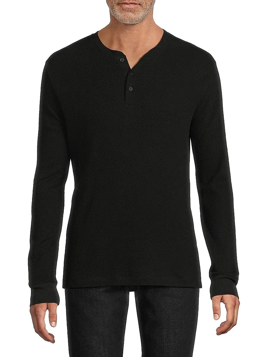 Vince Men's Jacquard Ribbed Henley | Thumbnail 3 Vince Men's Jacquard Ribbed Henley | Thumbnail 3