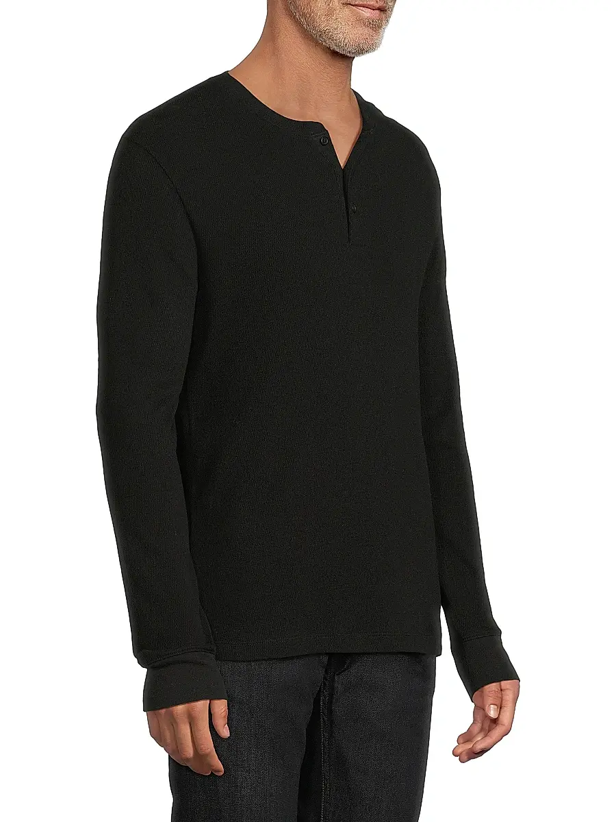 Vince Men's Jacquard Ribbed Henley | Thumbnail 4 Vince Men's Jacquard Ribbed Henley | Thumbnail 4