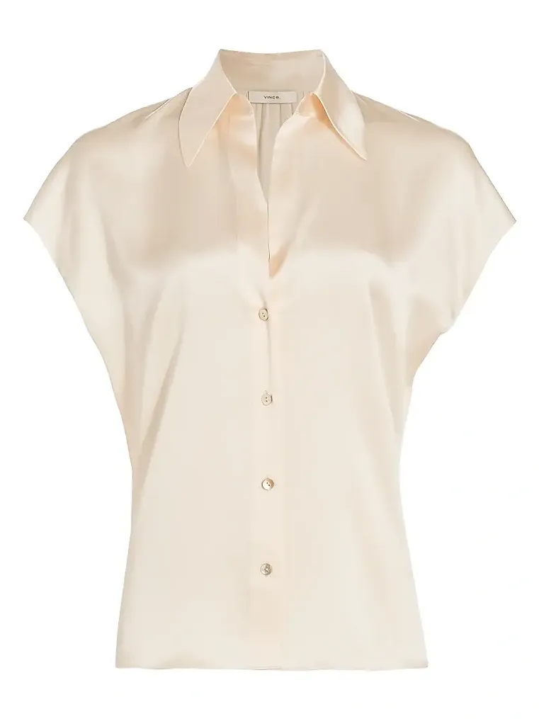 Women's Cap-Sleeve Silk Blouse