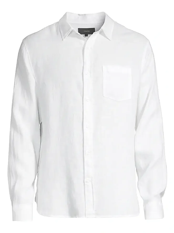 Men's Linen Button-Front Shirt