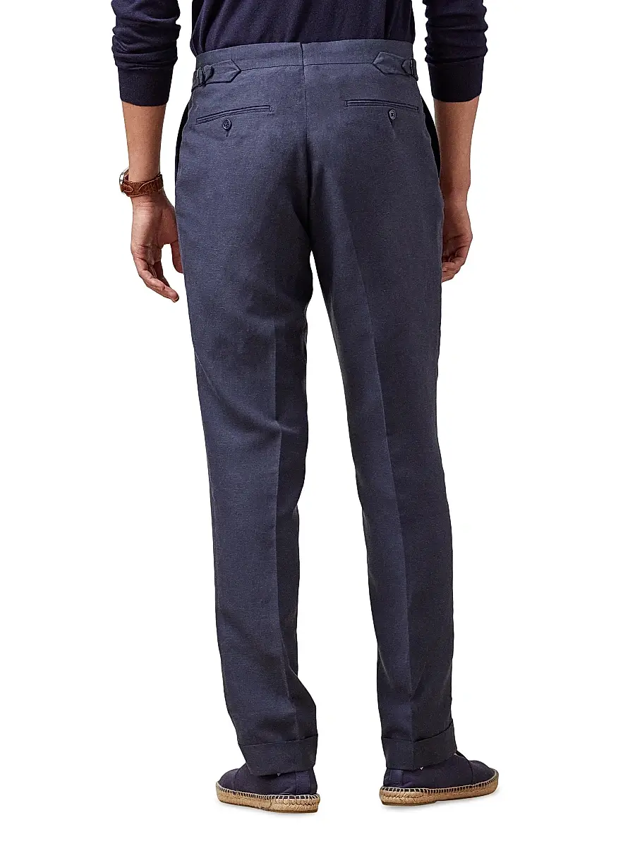 Ralph Lauren Purple Label Men's Gregory Hand-Tailored Silk-Linen Trousers | Thumbnail 4