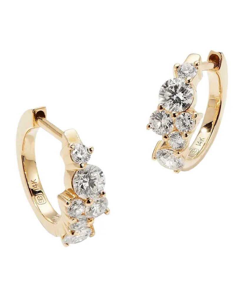 Sydney Evan Cocktail 14k Gold Diamond Huggie Hoop Earrings | Image 1 Sydney Evan Cocktail 14k Gold Diamond Huggie Hoop Earrings | Image 1