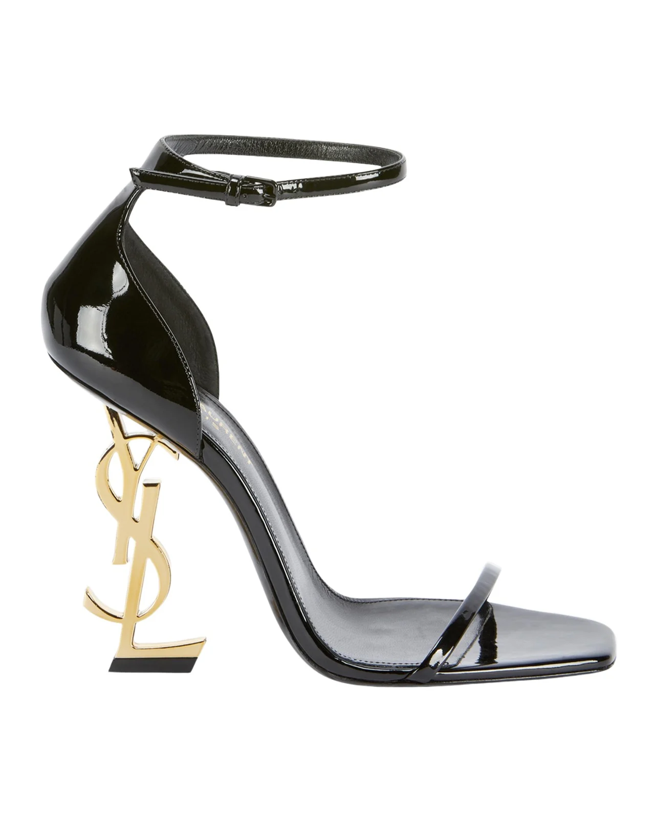 Saint Laurent 110mm Opyum YSL Patent Leather Sandals with Golden Hardware