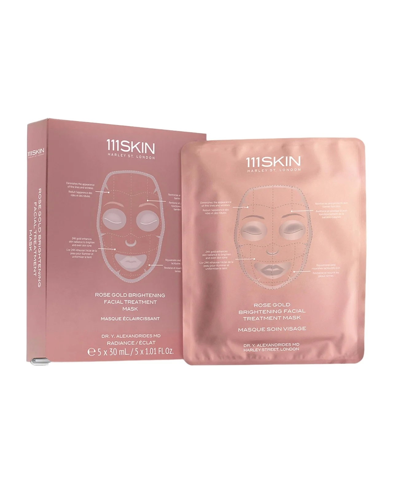 111SKIN Rose Gold Brightening Facial Treatment Mask Box, 5 Count
