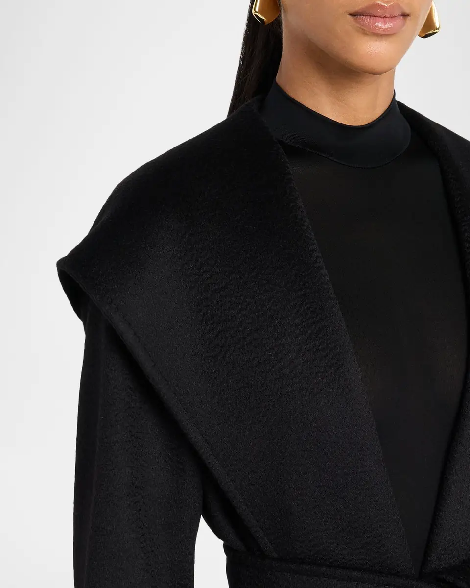 Max Mara Rialto Camel Hair Belted Short Hooded Coat | Thumbnail 5