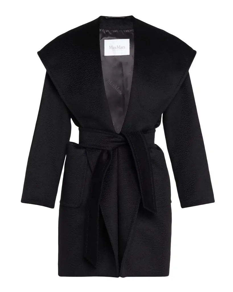 Max Mara Rialto Camel Hair Belted Short Hooded Coat