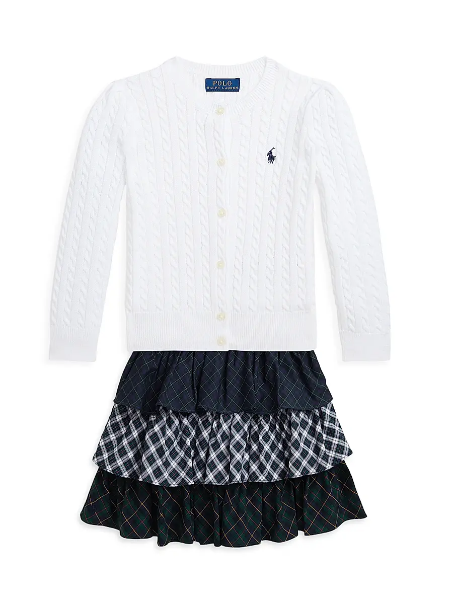 Polo Ralph Lauren Girl's Little Girl's & Girl's Cotton Cable-Knit Sweater | Thumbnail 2 Polo Ralph Lauren Girl's Little Girl's & Girl's Cotton Cable-Knit Sweater | Thumbnail 2