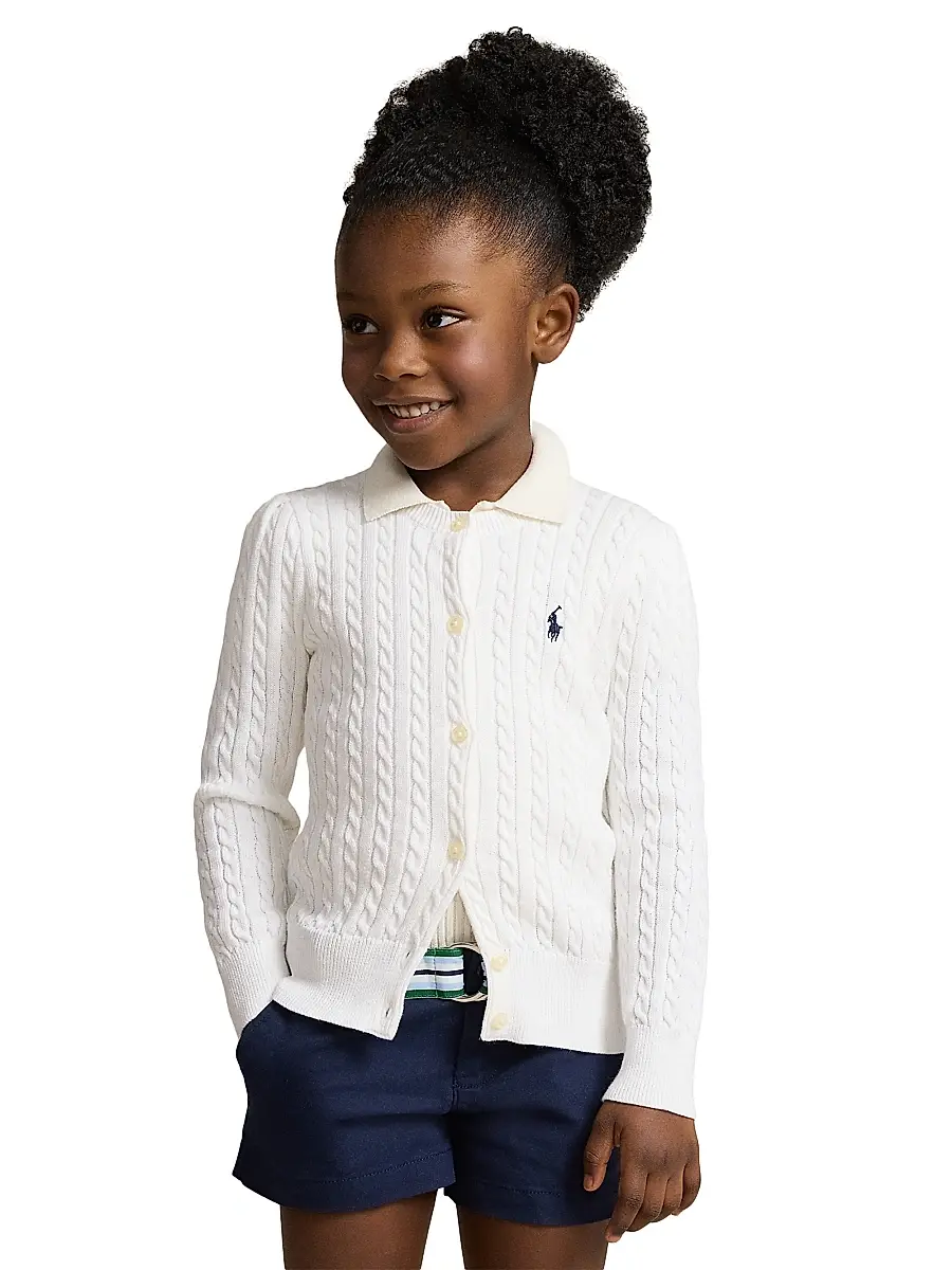 Polo Ralph Lauren Girl's Little Girl's & Girl's Cotton Cable-Knit Sweater | Thumbnail 4 Polo Ralph Lauren Girl's Little Girl's & Girl's Cotton Cable-Knit Sweater | Thumbnail 4