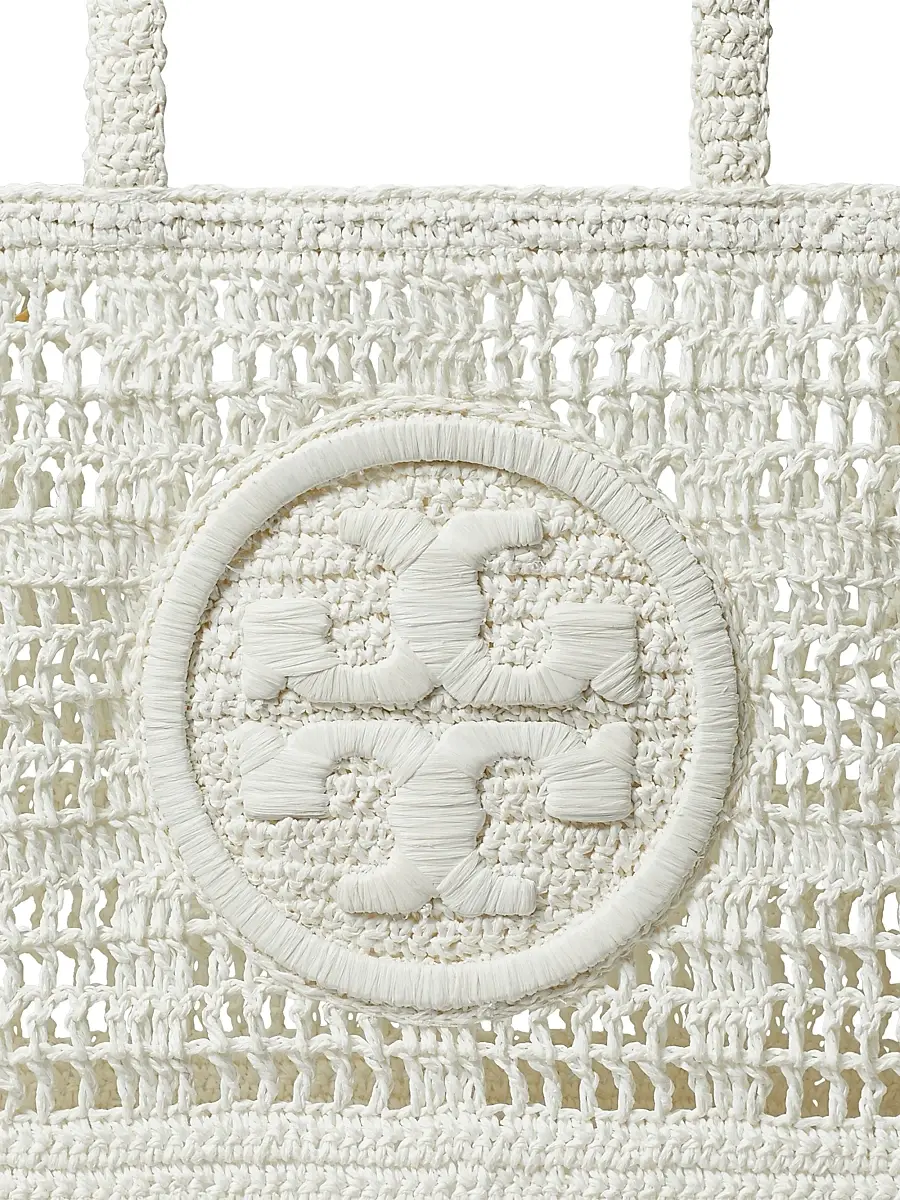 Tory Burch Women's Small Ella Crochet Straw Tote Bag | Thumbnail 4