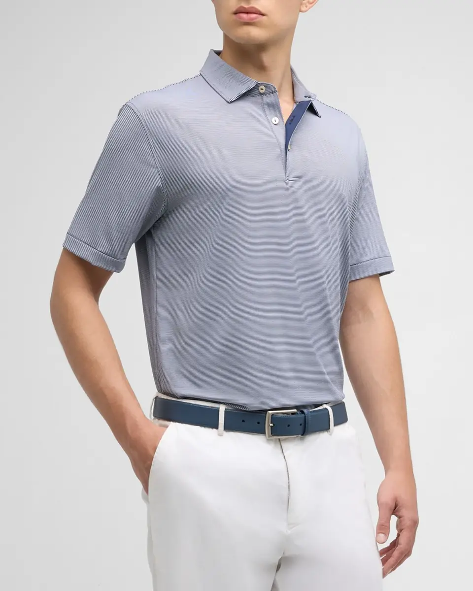 Peter Millar Men's Jubilee Stripe Stretch-Jersey Polo Shirt | Thumbnail 4 Peter Millar Men's Jubilee Stripe Stretch-Jersey Polo Shirt | Thumbnail 4