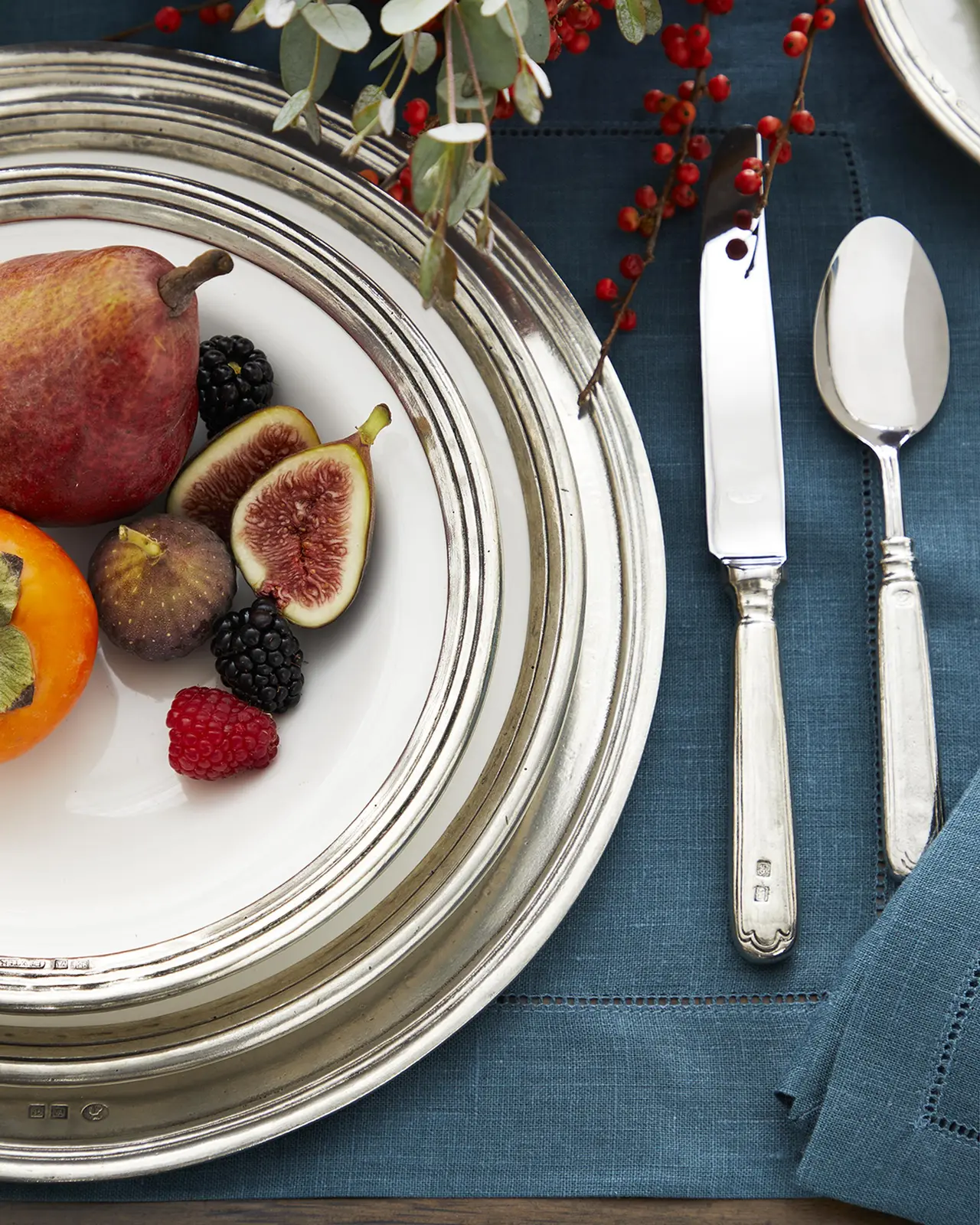 Neiman Marcus Pewter and Ceramic Dinner Plate