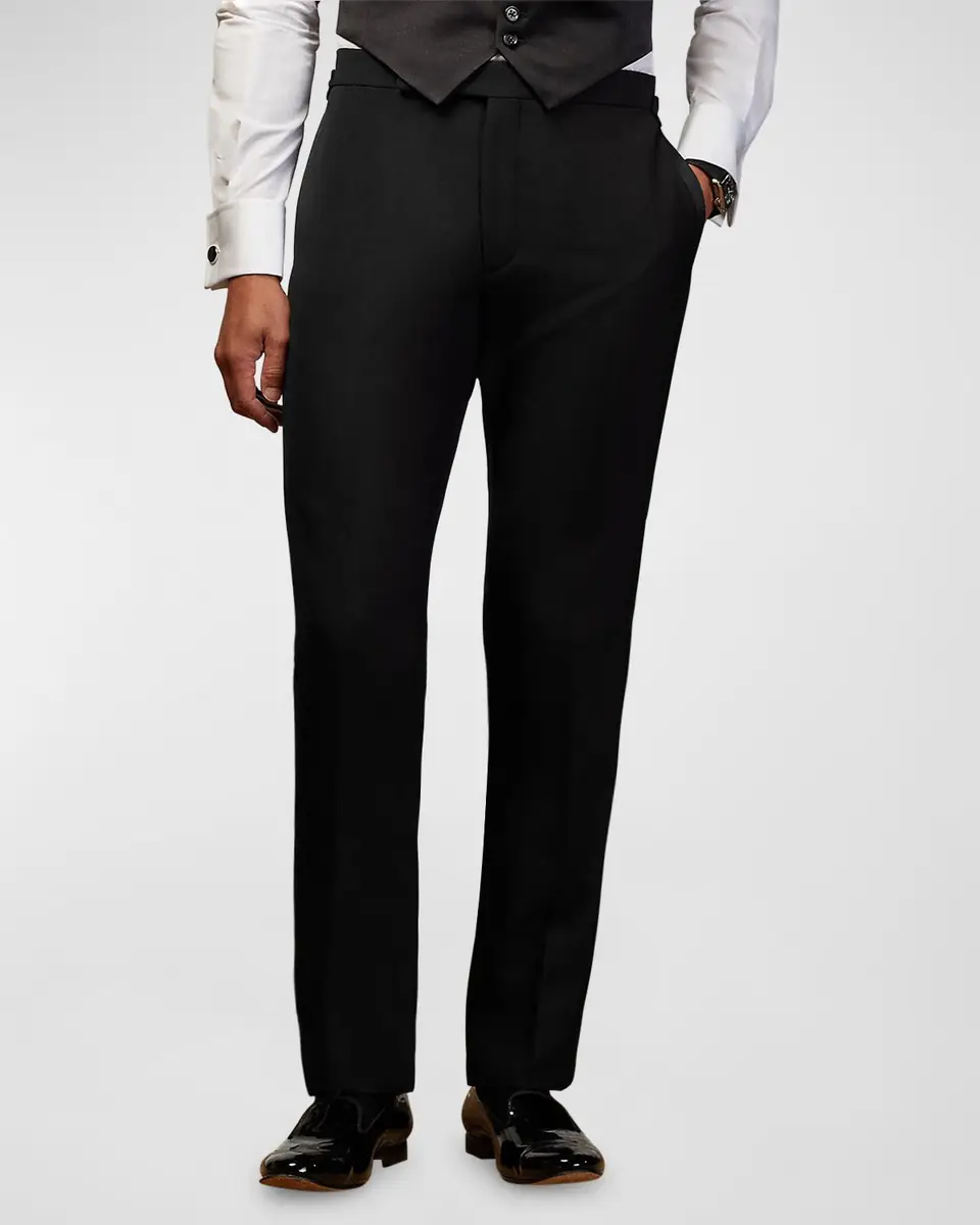 Ralph Lauren Purple Label Men's Gregory Hand-Tailored Tuxedo Trousers | Thumbnail 4 Ralph Lauren Purple Label Men's Gregory Hand-Tailored Tuxedo Trousers | Thumbnail 4