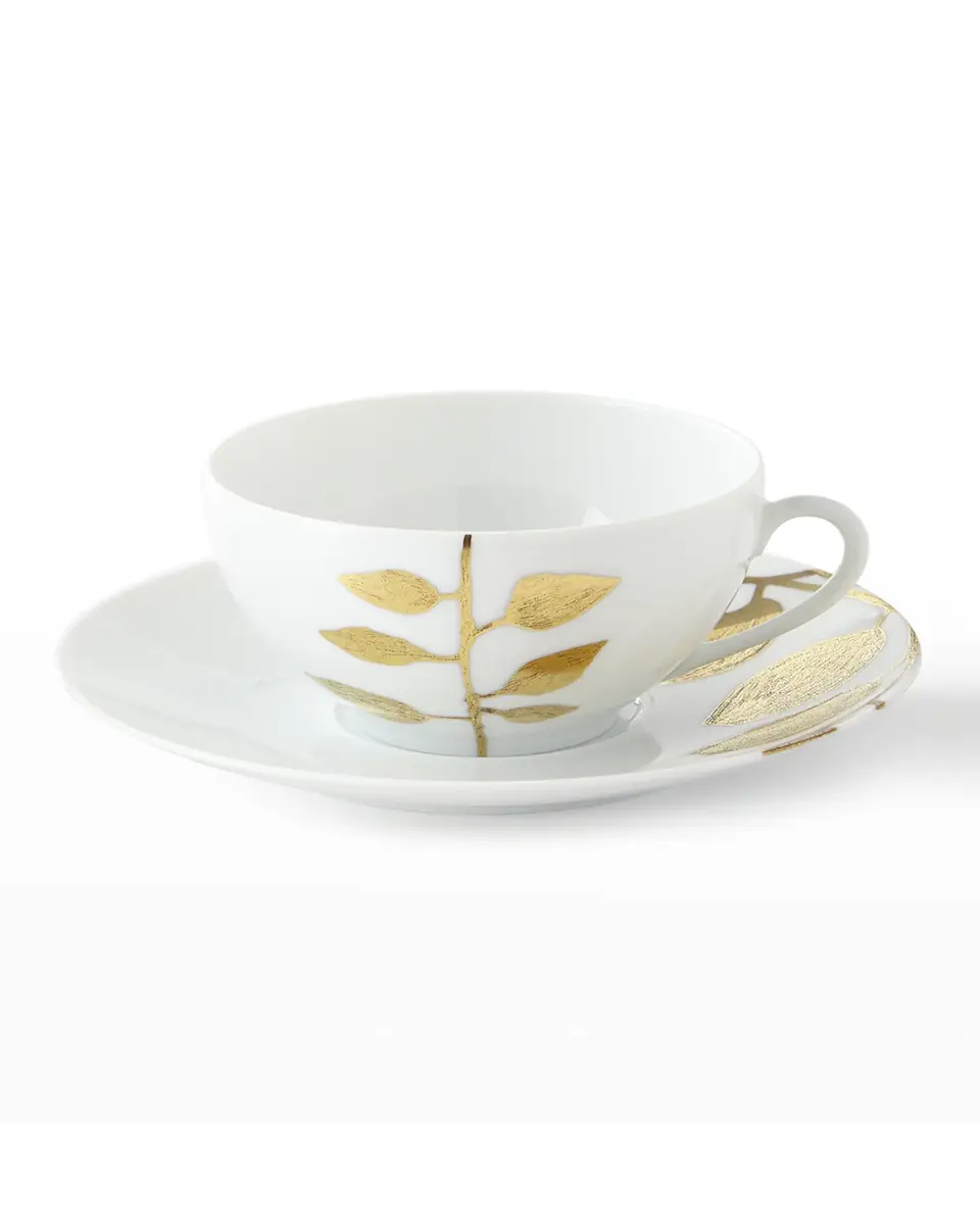 Haviland & Parlon Daphne White Gold-Leaf Breakfast Cup & Saucer | Thumbnail 2