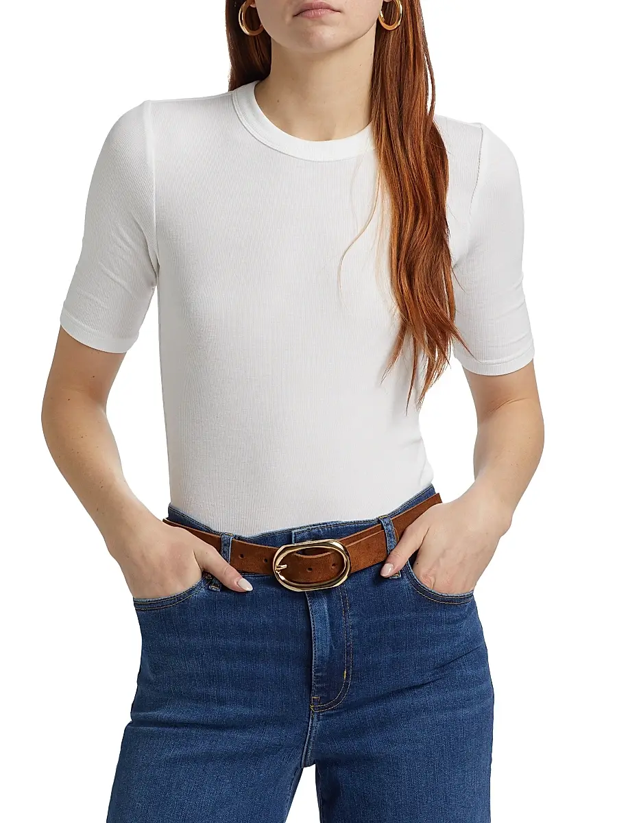 Frame Women's Rib Crewneck T-Shirt | Thumbnail 3 Frame Women's Rib Crewneck T-Shirt | Thumbnail 3