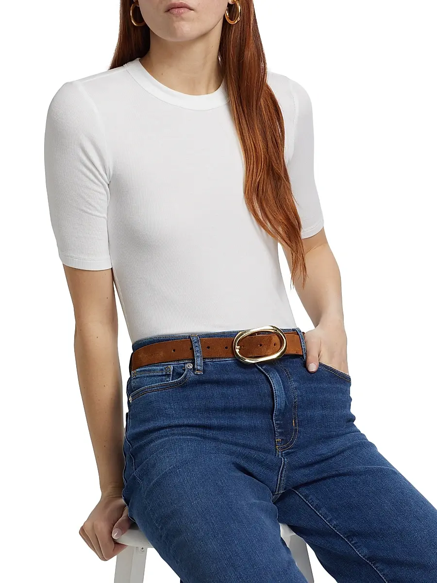 Frame Women's Rib Crewneck T-Shirt | Thumbnail 6 Frame Women's Rib Crewneck T-Shirt | Thumbnail 6
