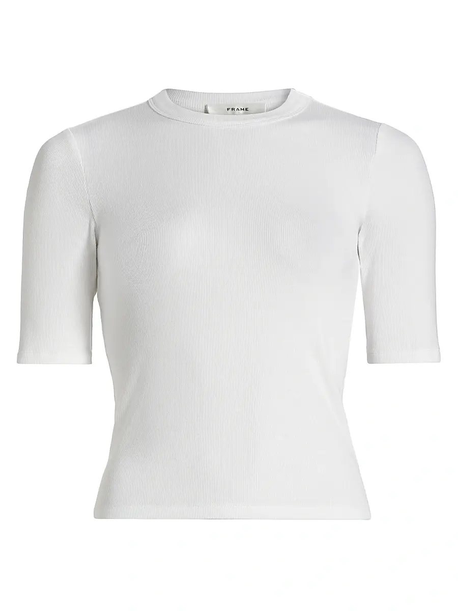 Frame Women's Rib Crewneck T-Shirt - White - Size Large | Image 1 Frame Women's Rib Crewneck T-Shirt - White - Size Large | Image 1