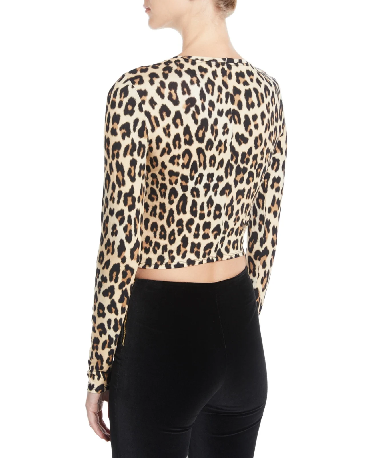 Delaina Long-Sleeve Crewneck Crop Top